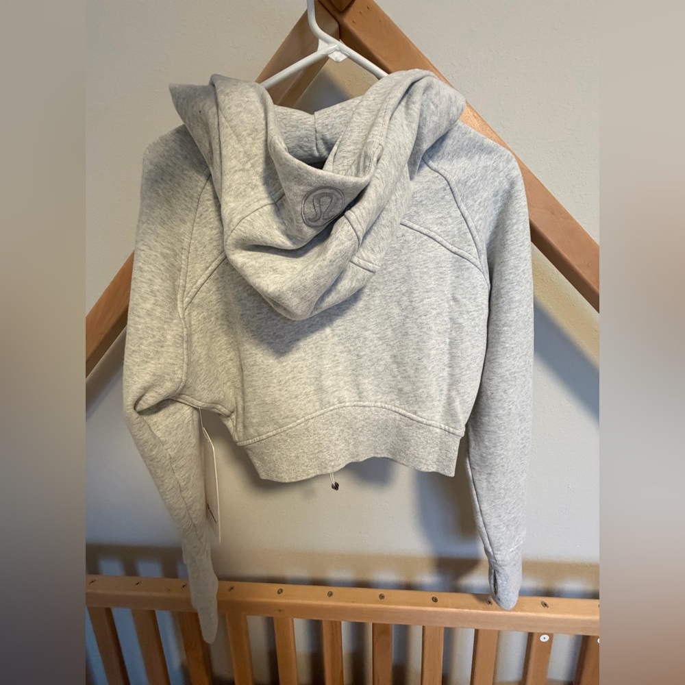 lululemon Scuba Cropped Full-Zip Hoodie Heathered Core Ultra Light Grey 6 - Picture 5 of 5